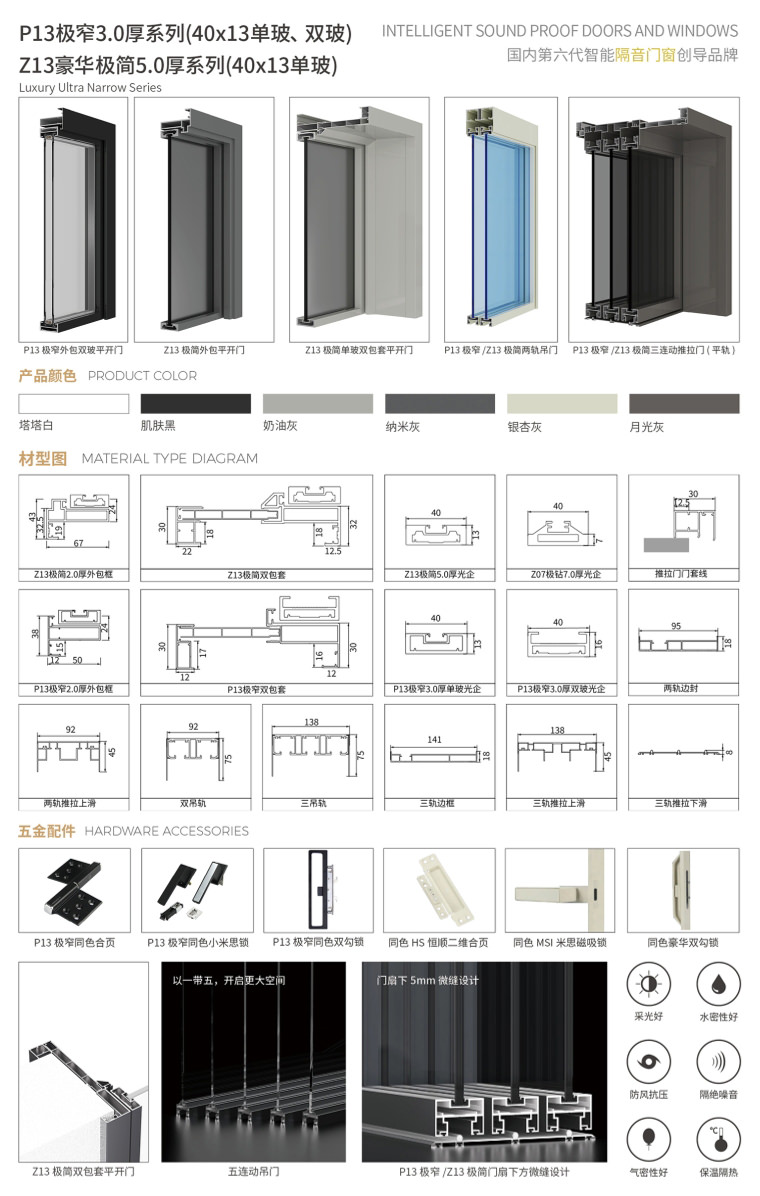 極窄鋁門(mén)_P13 極窄 3.0厚Z13 極簡(jiǎn) 5.0 厚系列(平開(kāi)門(mén)、推吊門(mén))
