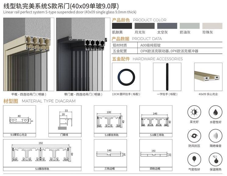 極窄鋁門(mén)_完美系統(tǒng)S款9.0 厚系列(吊門(mén))